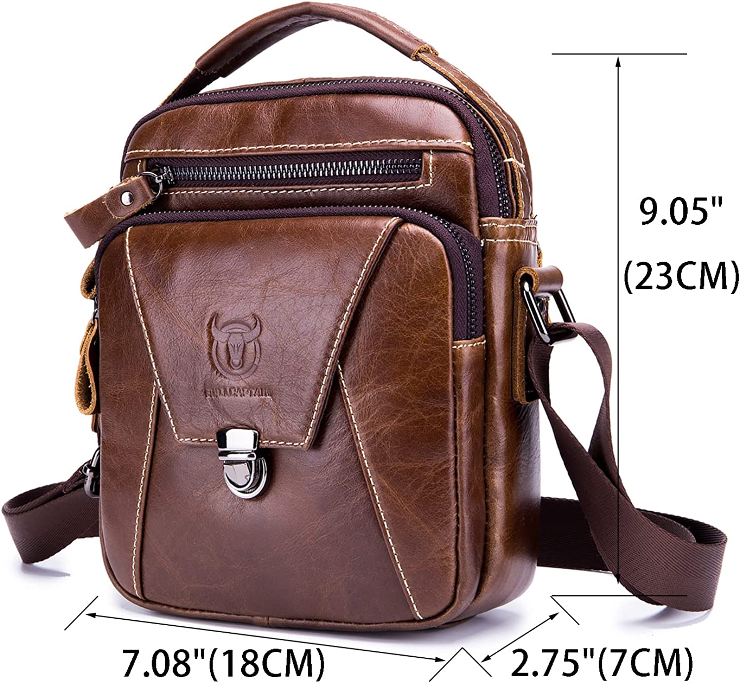 LUKZIJAES Genuine Leather Shoulder Bag Men Messenger Handbag Sling Crossbody Bag for Business Everyday Casual Travel - Image 2
